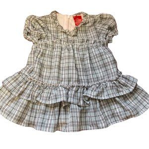 Pink/Brown/White Plaid Tiered Ruffle Dress